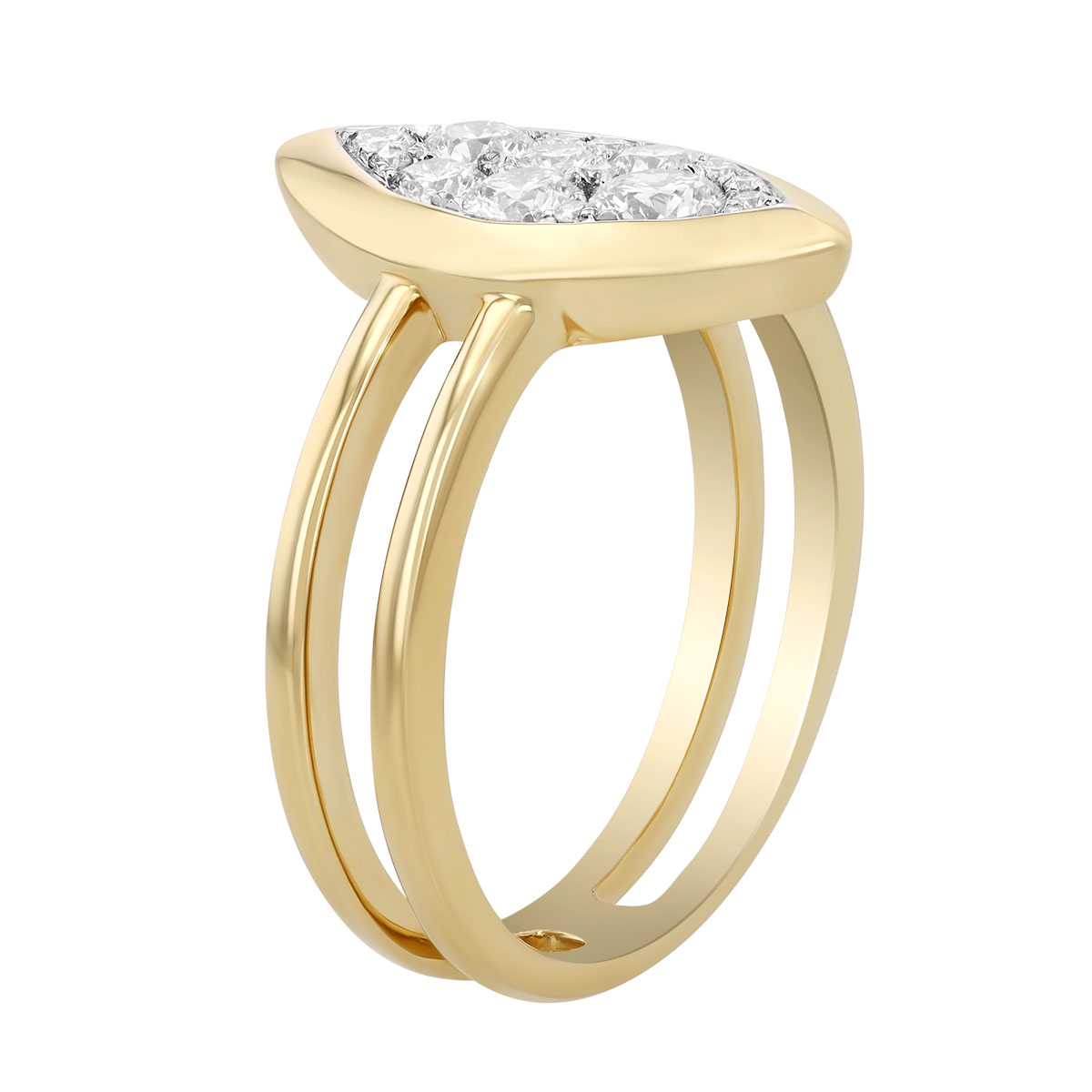 Frederic Sage Diamond Cluster Marquise Shape Ring in Two Tone