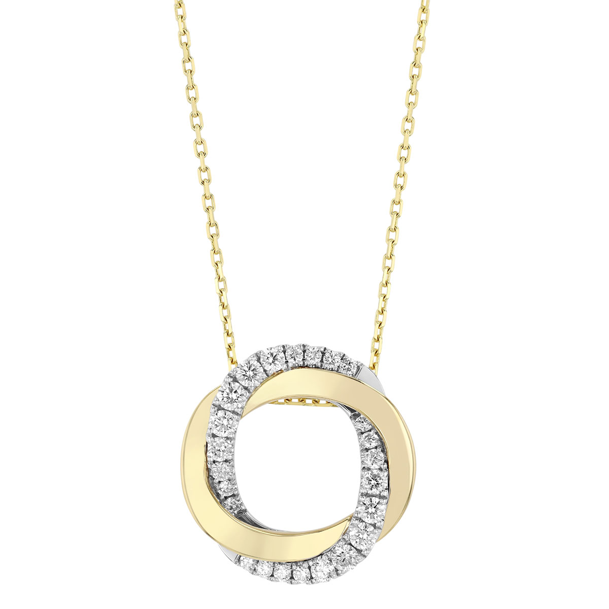 Frederic Sage Diamond & Yellow Gold Intertwined Circle Pendant in Two Tone, 18