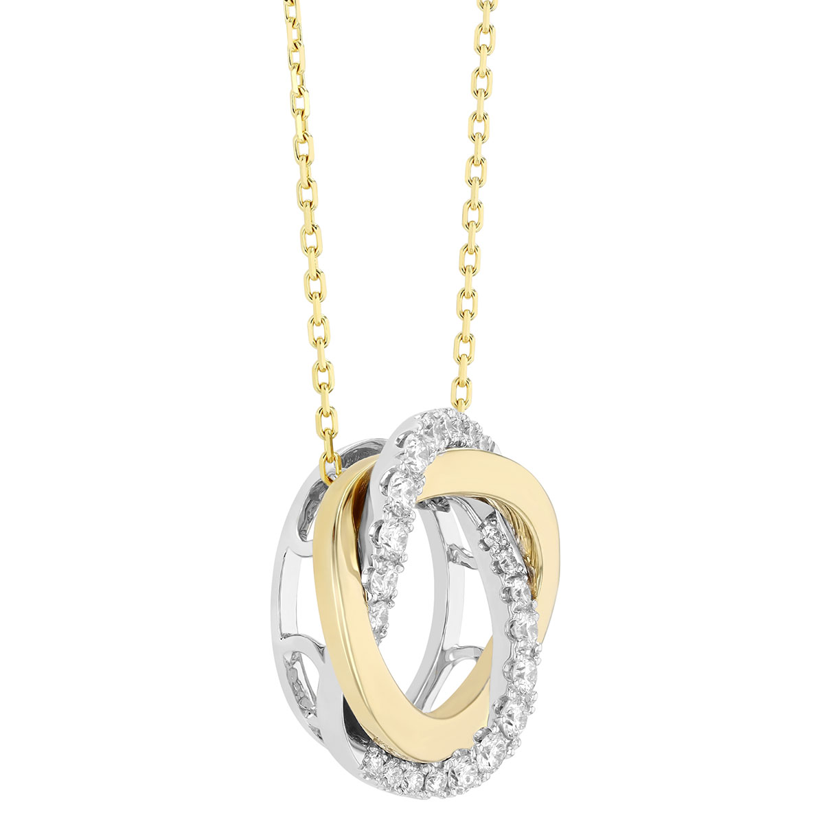 Frederic Sage Diamond & Yellow Gold Intertwined Circle Pendant in Two Tone, 18
