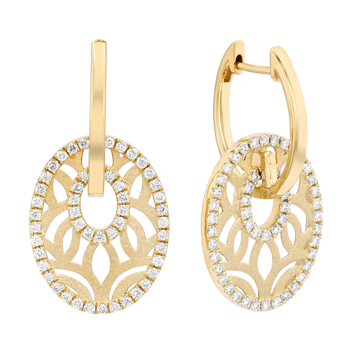 Frederic Sage Bellagio Diamond Oval Dangle Earrings in Yellow Gold