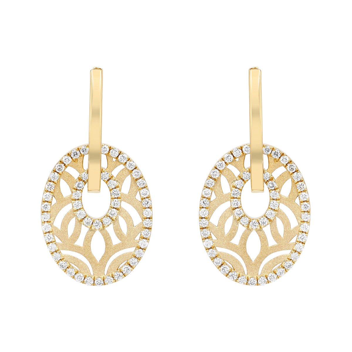Frederic Sage Bellagio Diamond Oval Dangle Earrings in Yellow Gold