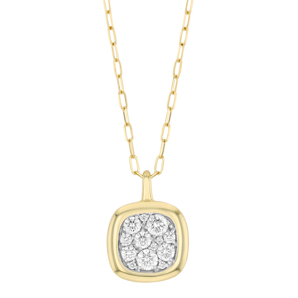 Frederic Sage Diamond Cluster Square Pendant in Two Tone, 18