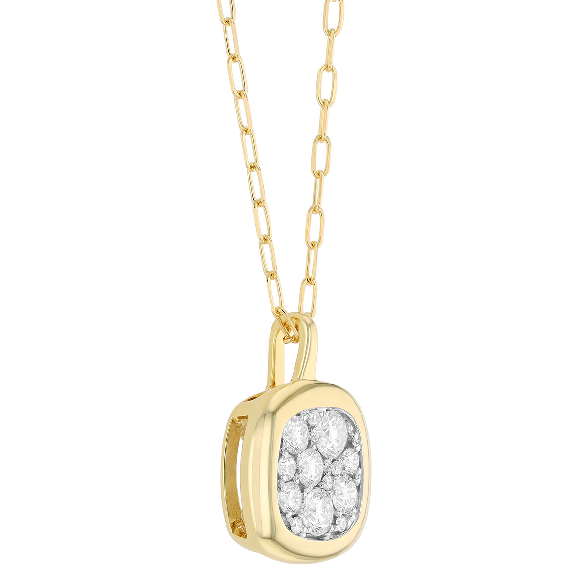 Frederic Sage Diamond Cluster Square Pendant in Two Tone, 18