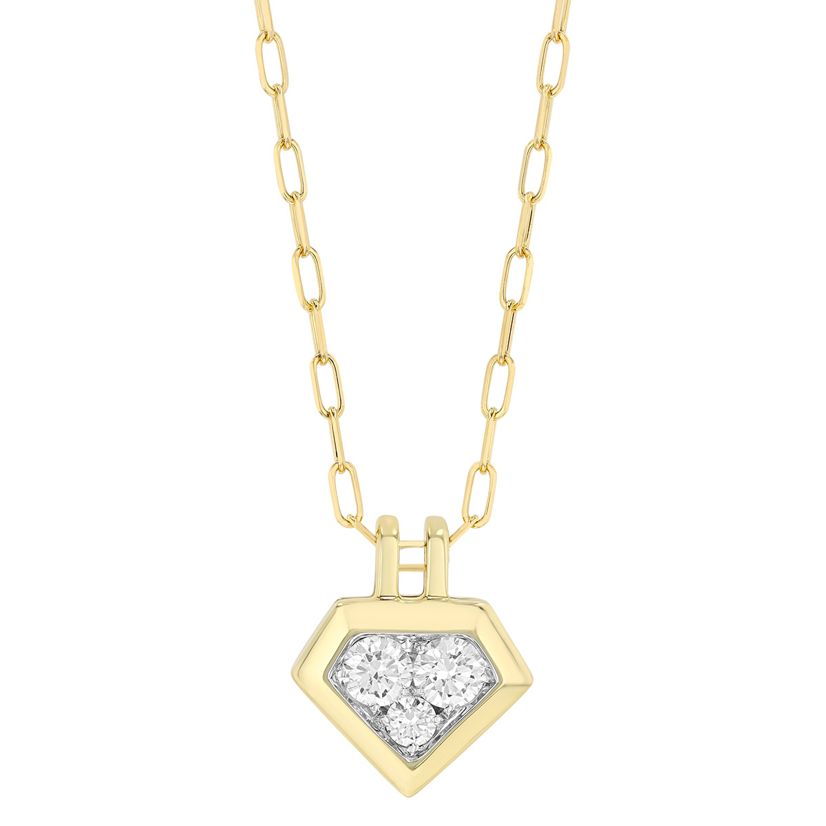 Frederic Sage Diamond Cluster Shield Pendant in Two Tone, 18