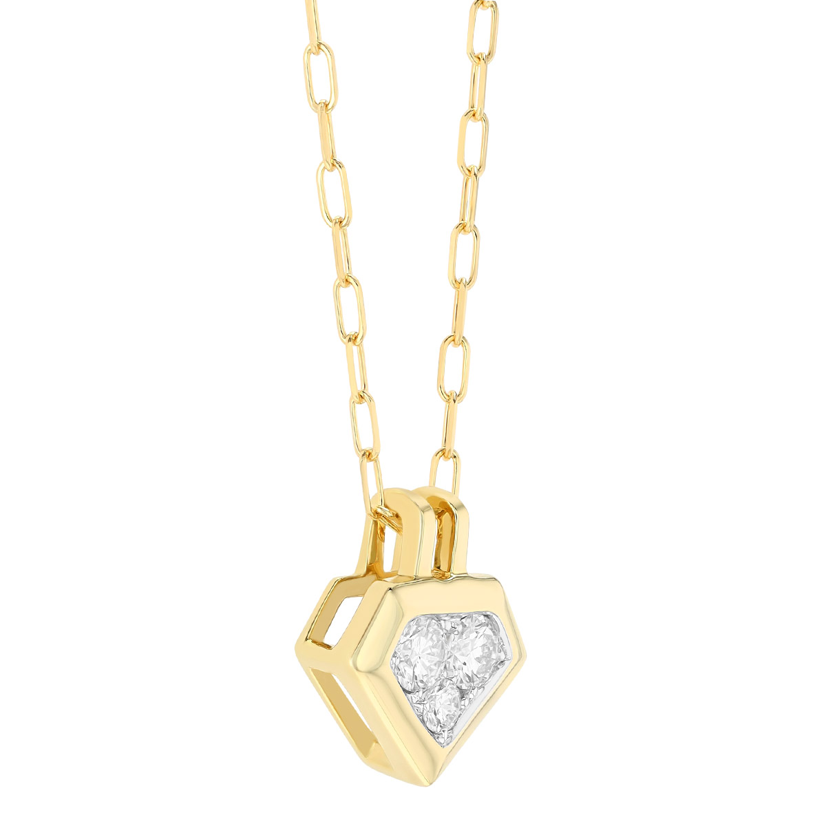 Frederic Sage Diamond Cluster Shield Pendant in Two Tone, 18