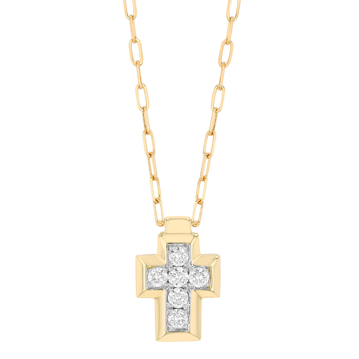 Frederic Sage Diamond Cross Pendant in Two Tone, 18