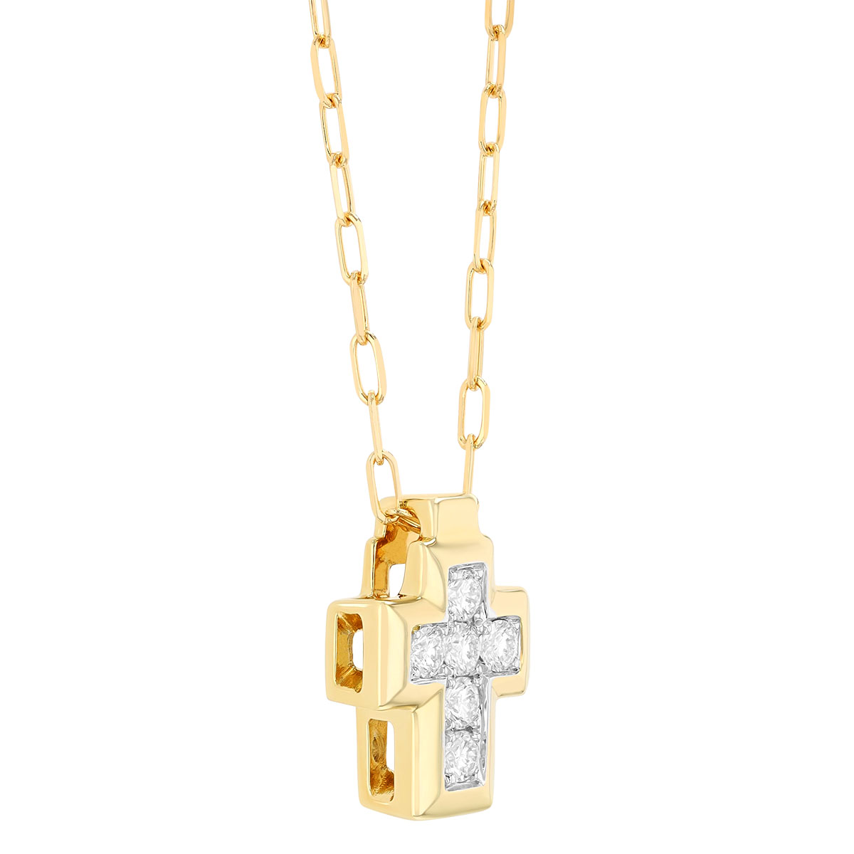 Frederic Sage Diamond Cross Pendant in Two Tone, 18