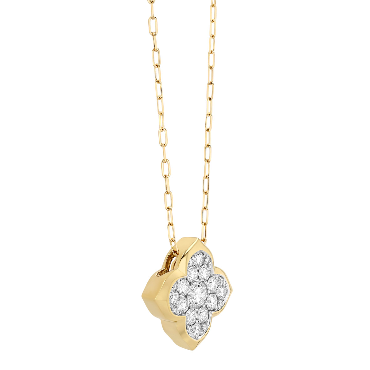 Frederic Sage Diamond Cluster Quatrefoil Pendant in Two Tone, 18