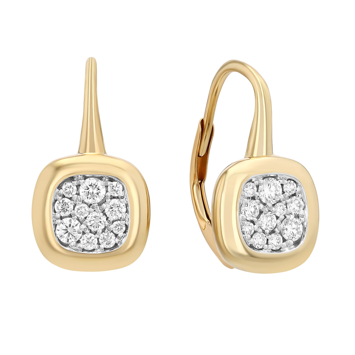 Frederic Sage Diamond Cluster Square Drop Earrings in Two Tone