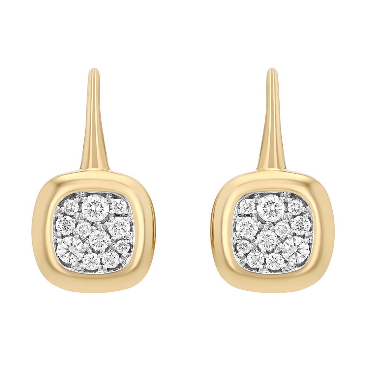 Frederic Sage Diamond Cluster Square Drop Earrings in Two Tone