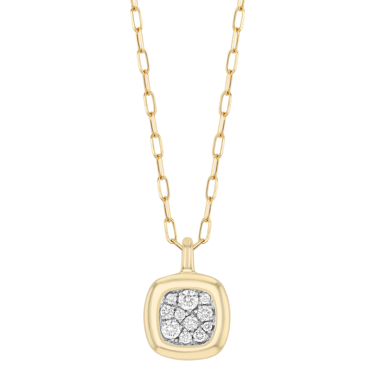 Frederic Sage Diamond Cluster Square Pendant in Two Tone, 18