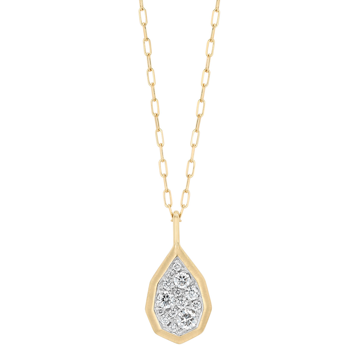 Frederic Sage Jolie Diamond Pavé Teardrop Shape Pendant in Two Tone, 18