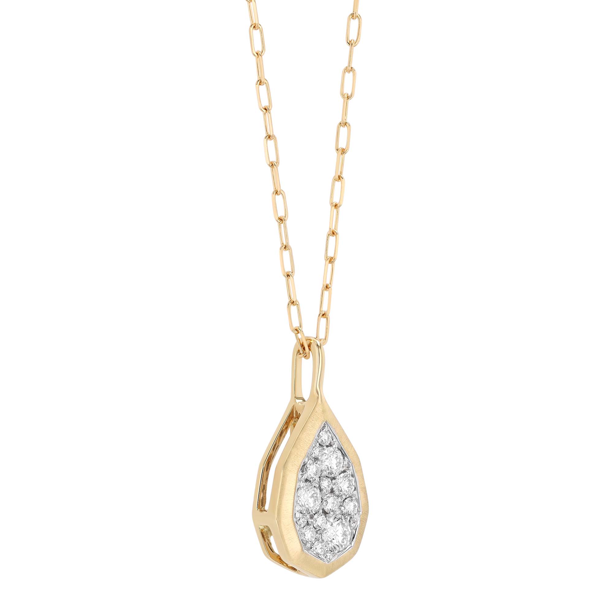 Frederic Sage Jolie Diamond Pavé Teardrop Shape Pendant in Two Tone, 18