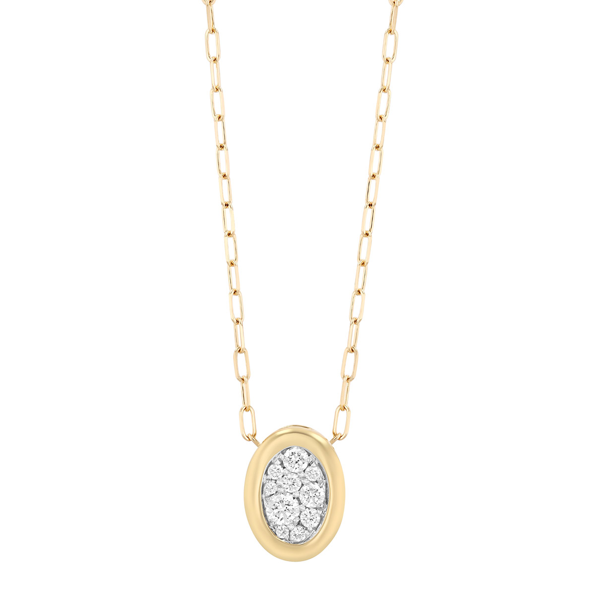 Frederic Sage Diamond Cluster Oval Pendant in Two Tone, 18