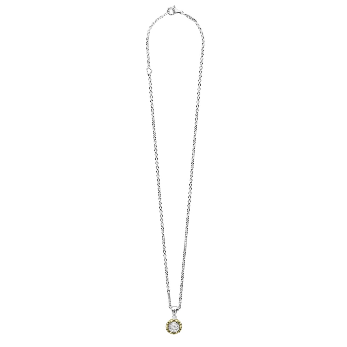 LAGOS Signature Caviar Two-Tone Caviar Diamond Pendant Necklace, 16-18