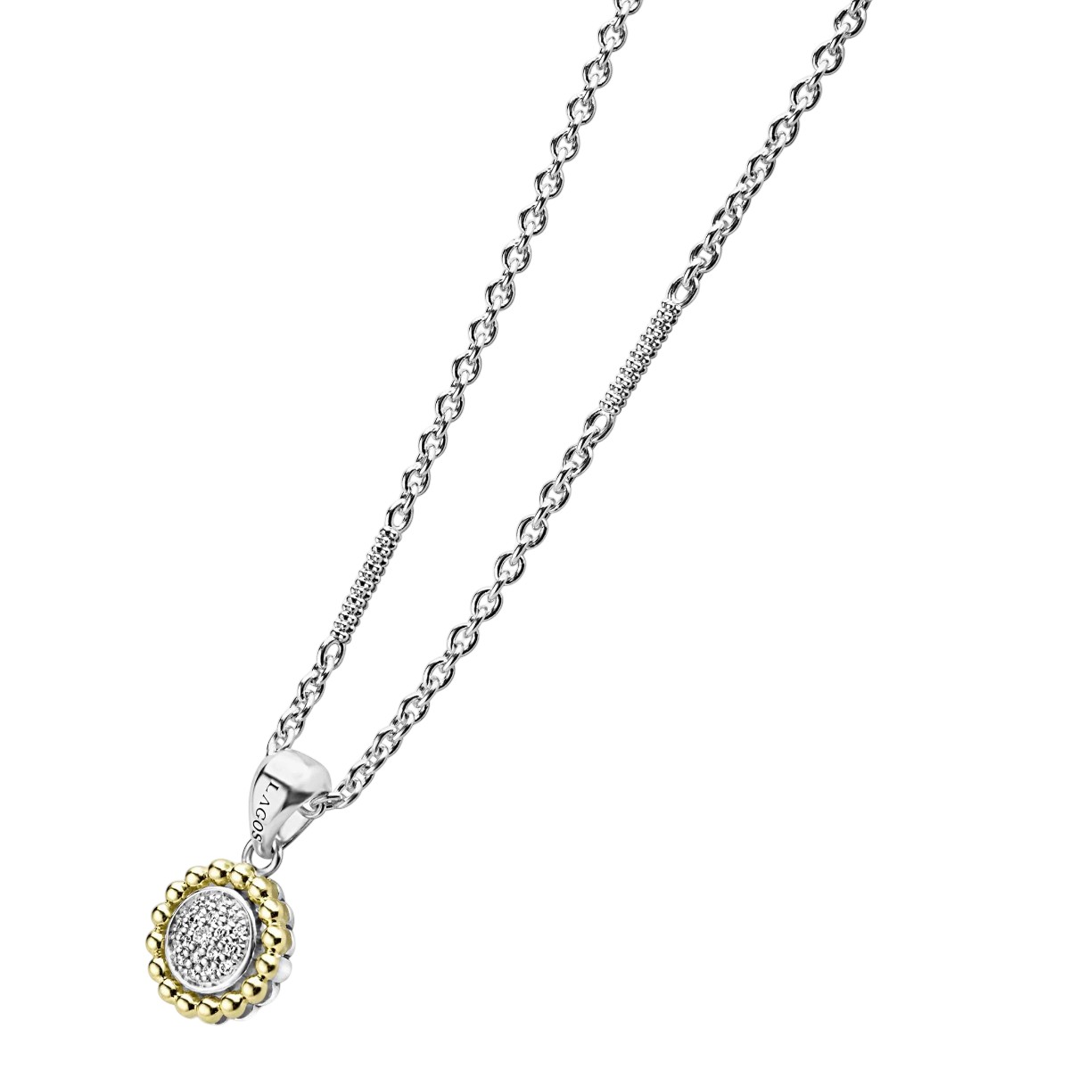 LAGOS Signature Caviar Two-Tone Caviar Diamond Pendant Necklace, 16-18