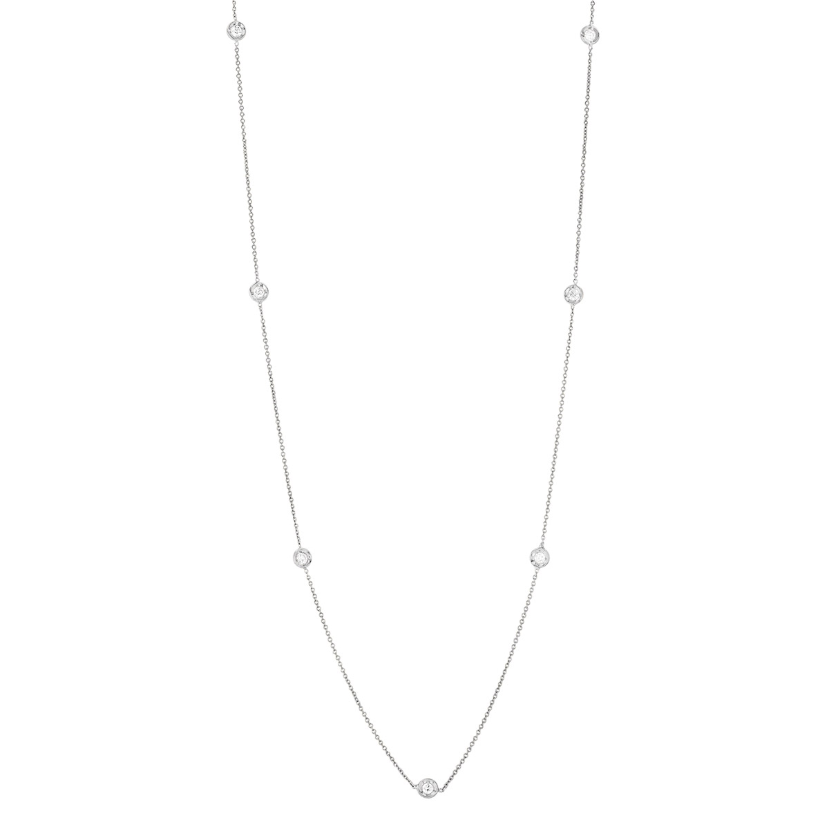 Roberto Coin Diamond 7 Station Necklace in White Gold, 0.35 cttw