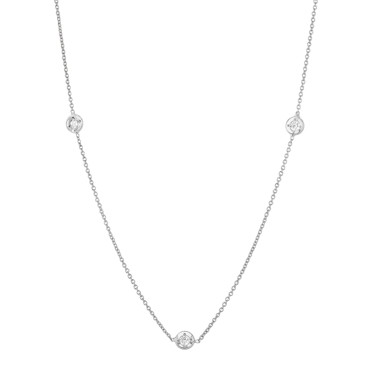 Roberto Coin Diamond 7 Station Necklace in White Gold, 0.35 cttw