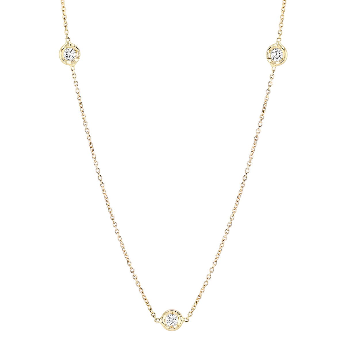 Roberto Coin Diamonds by the Inch 5 Station Necklace in Yellow Gold, 20