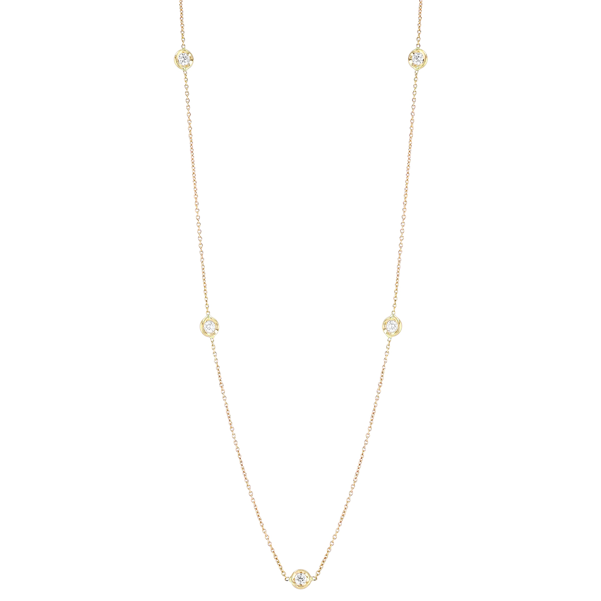 Roberto Coin Diamonds by the Inch 5 Station Necklace in Yellow Gold, 20