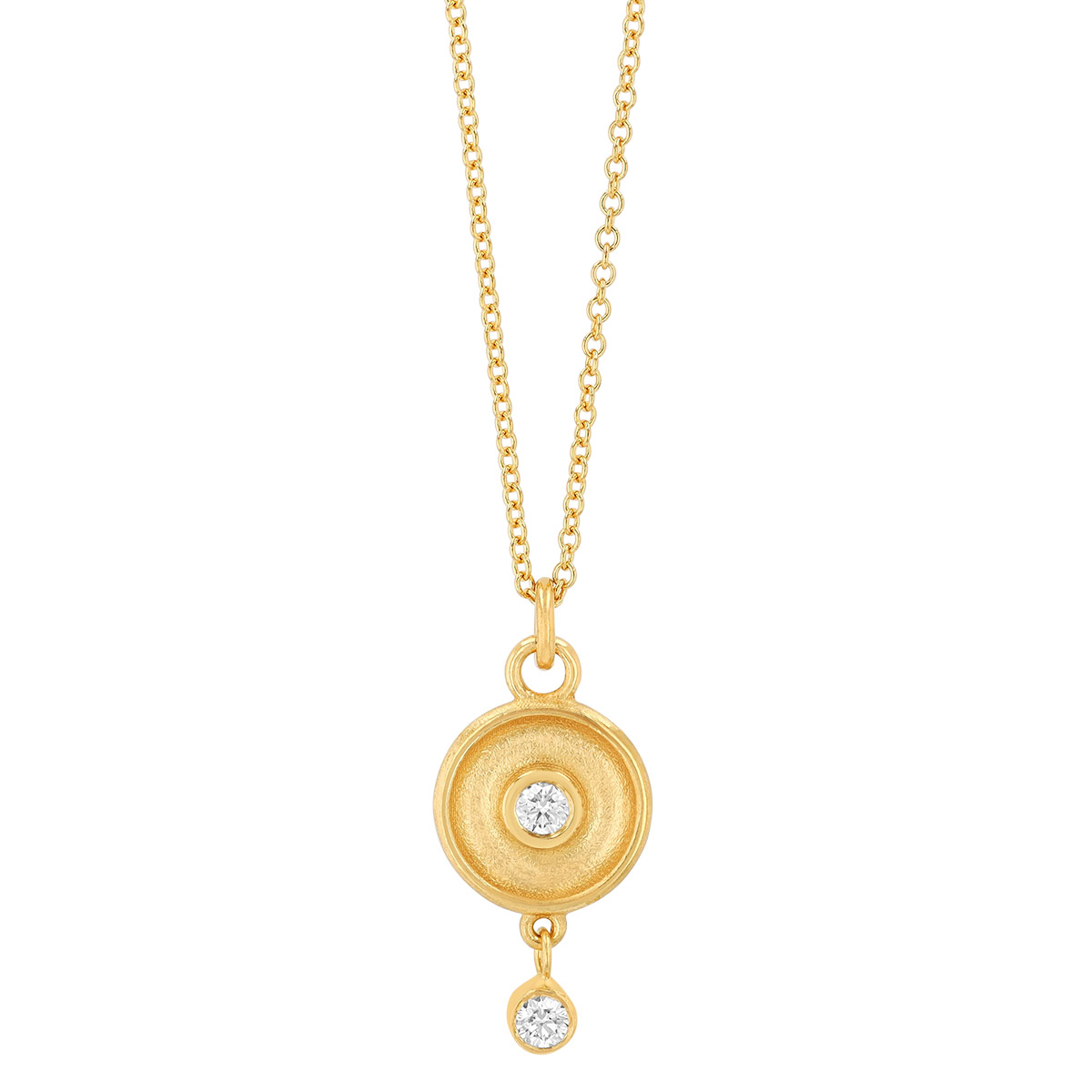 Marika Diamond Circle & Dangle Pendant in Yellow Gold, 18