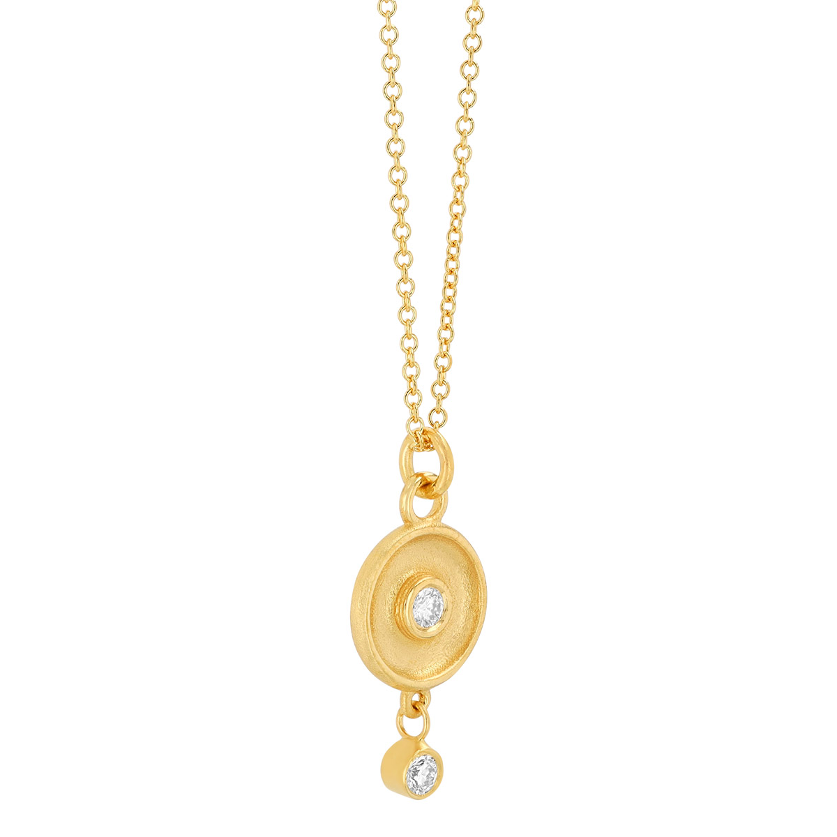Marika Diamond Circle & Dangle Pendant in Yellow Gold, 18