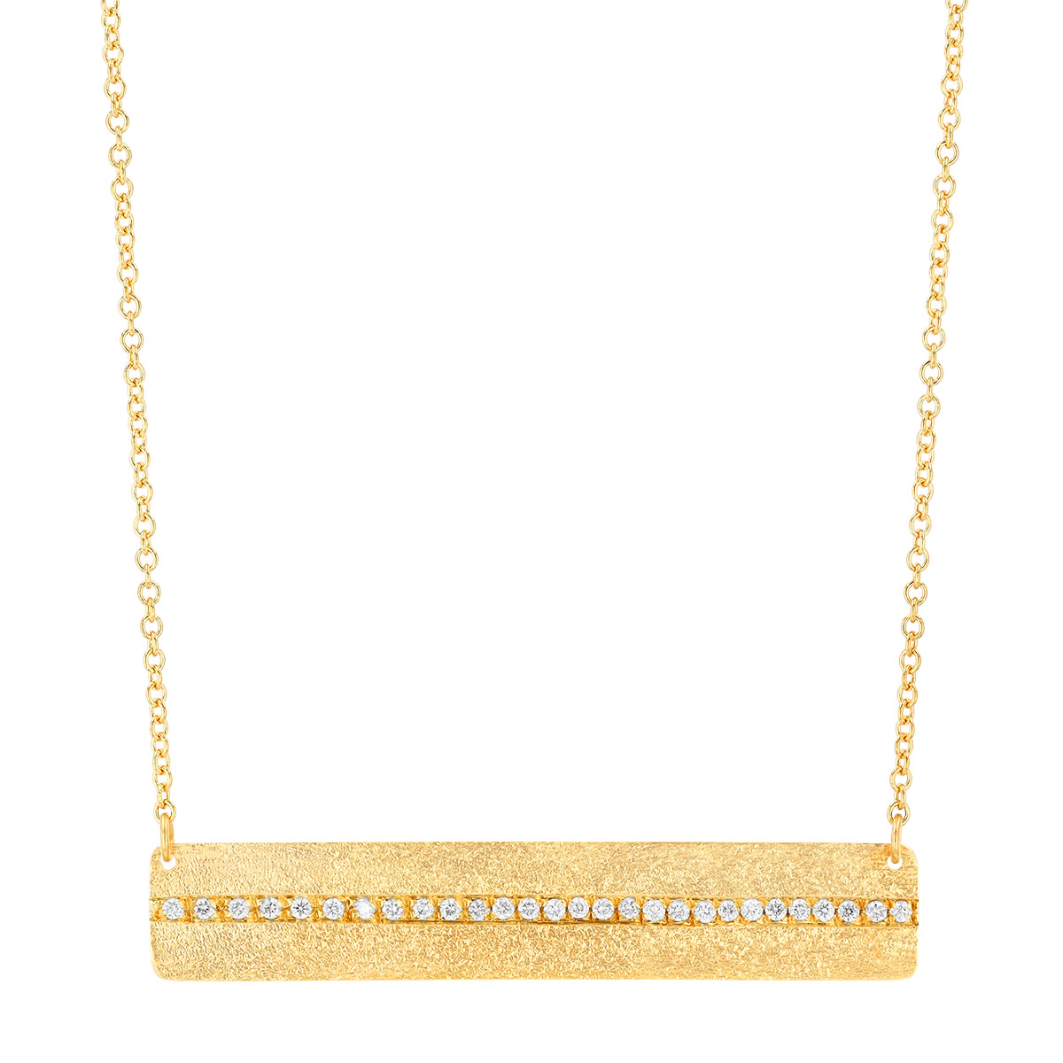 Marika Diamond Line Bar Necklace in Satin Yellow Gold