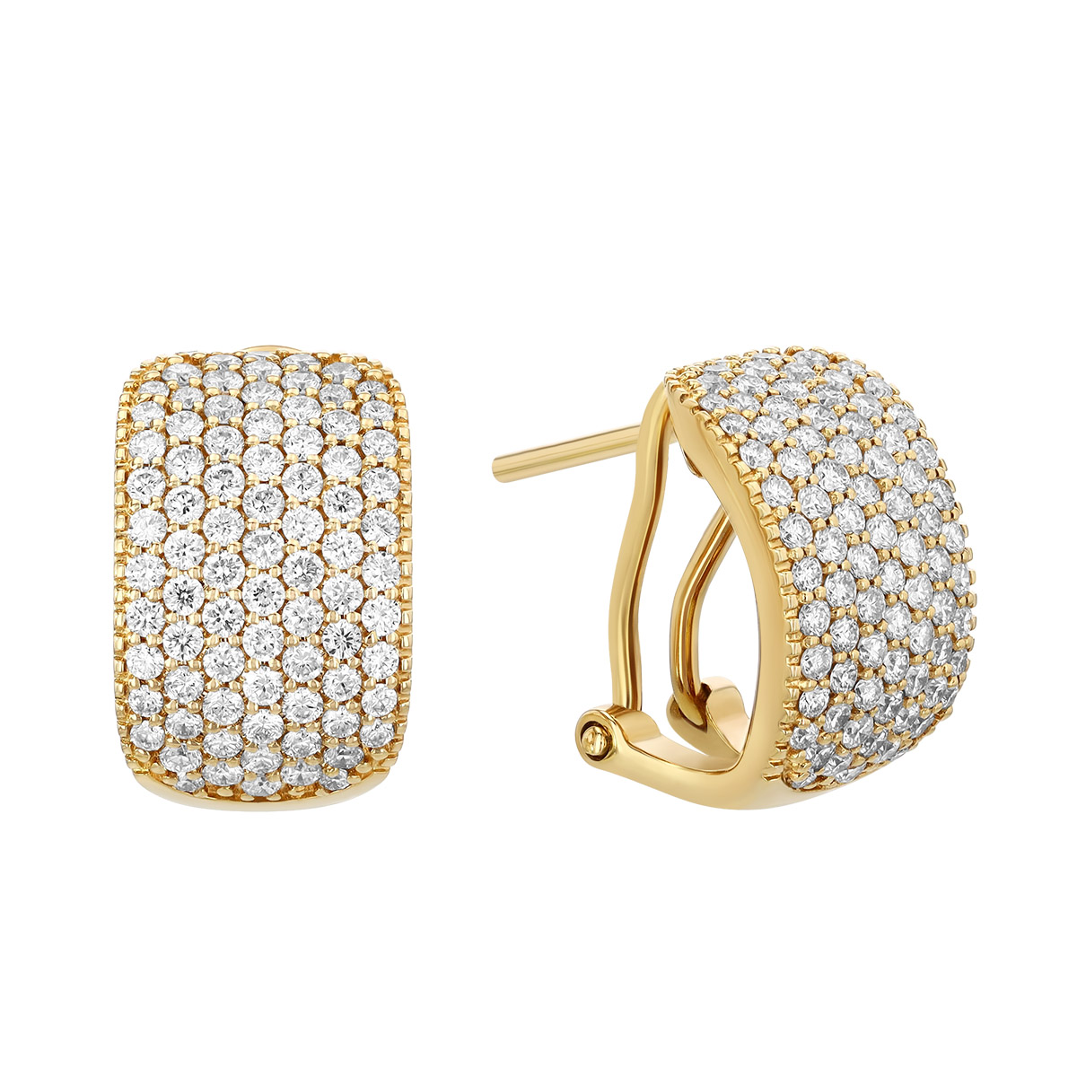 Diamond Pavé & Milgrain Edge Hoop Earrings in Yellow Gold