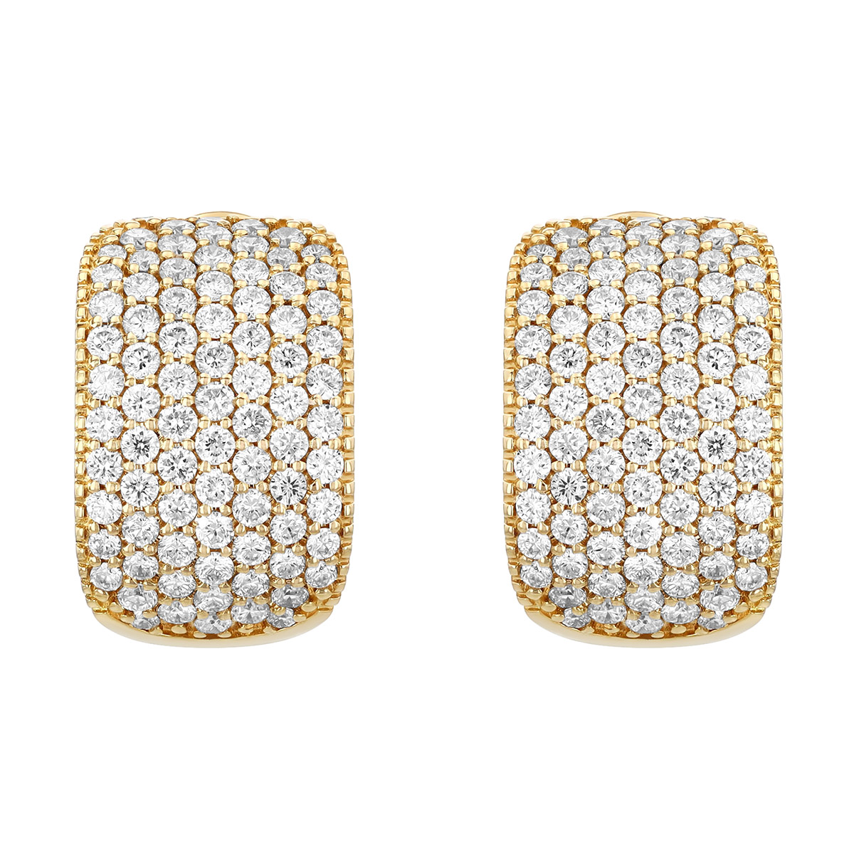 Diamond Pavé & Milgrain Edge Hoop Earrings in Yellow Gold