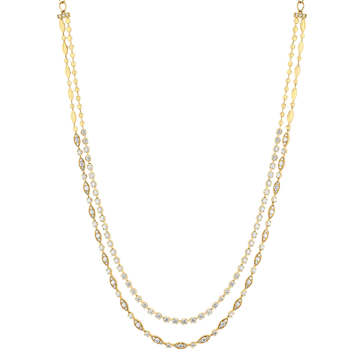 Kwiat Starry Night Diamond & Beaded Double Strand Necklace in Yellow Gold, 16