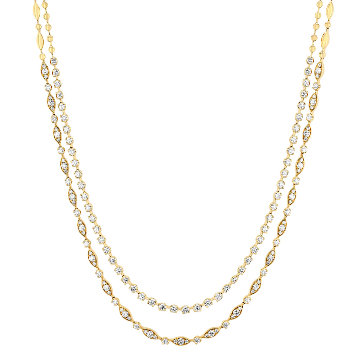 Kwiat Starry Night Diamond & Beaded Double Strand Necklace in Yellow Gold, 16