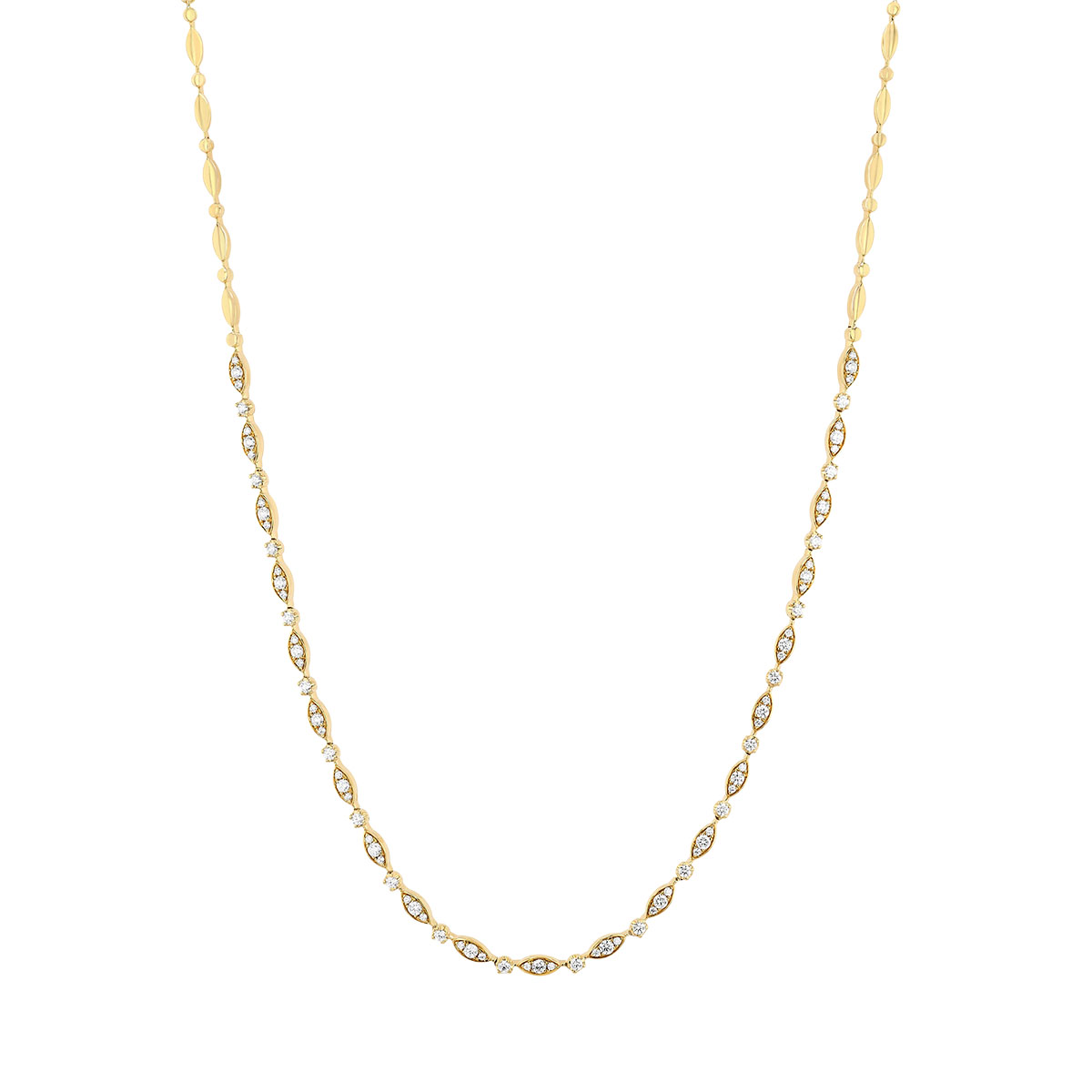 Kwiat Diamond Cluster Marquise Pattern Necklace in Yellow Gold, 16