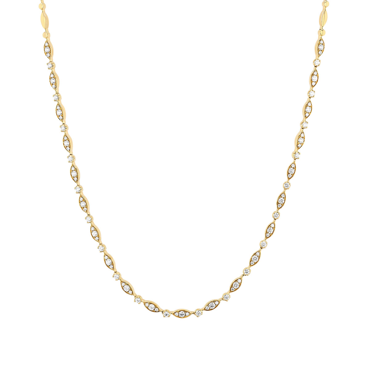 Kwiat Diamond Cluster Marquise Pattern Necklace in Yellow Gold, 16