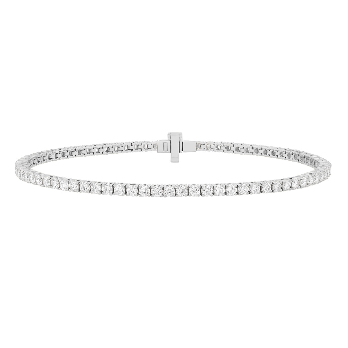 TARA Pearls Round Diamond 4 Prong Tennis Bracelet in White Gold, 7