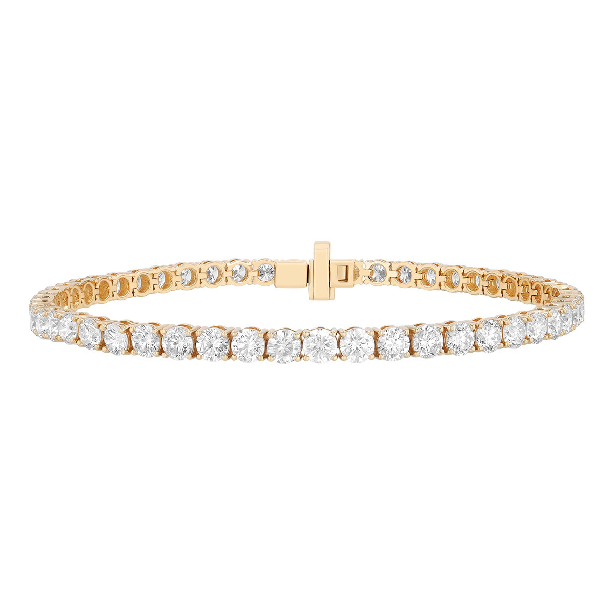 TARA Pearls Round Diamond 4 Prong Tennis Bracelet in Yellow Gold, 7