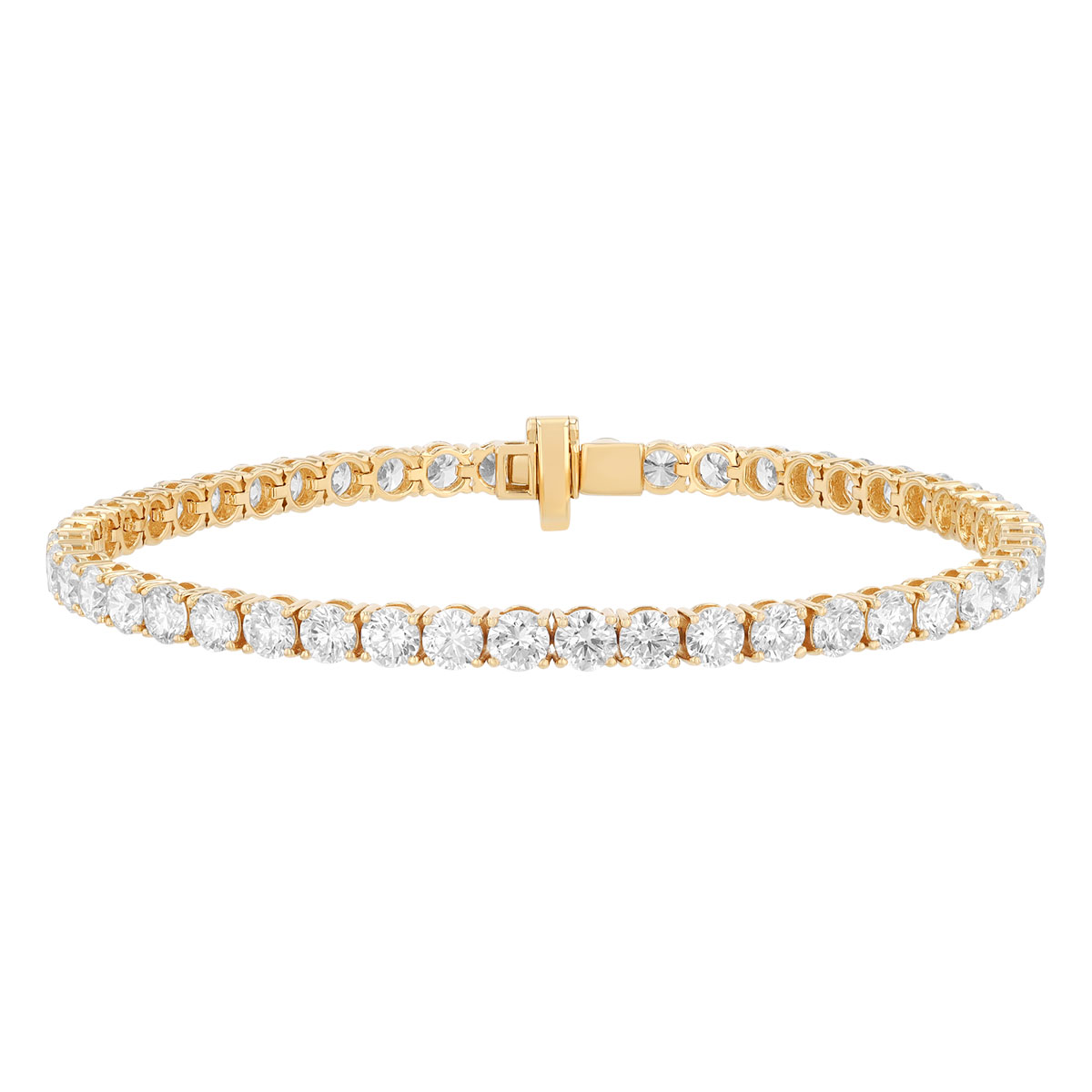 TARA Pearls Round Diamond 4 Prong Tennis Bracelet in Yellow Gold, 7