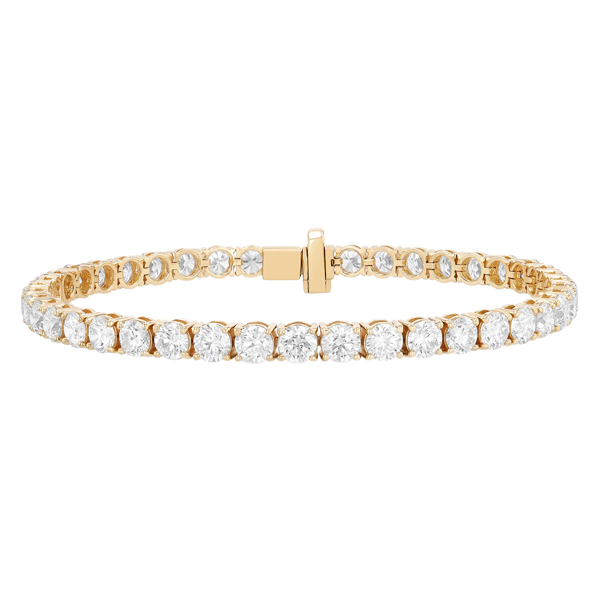 TARA Pearls Round Diamond 4 Prong Tennis Bracelet in Yellow Gold, 7