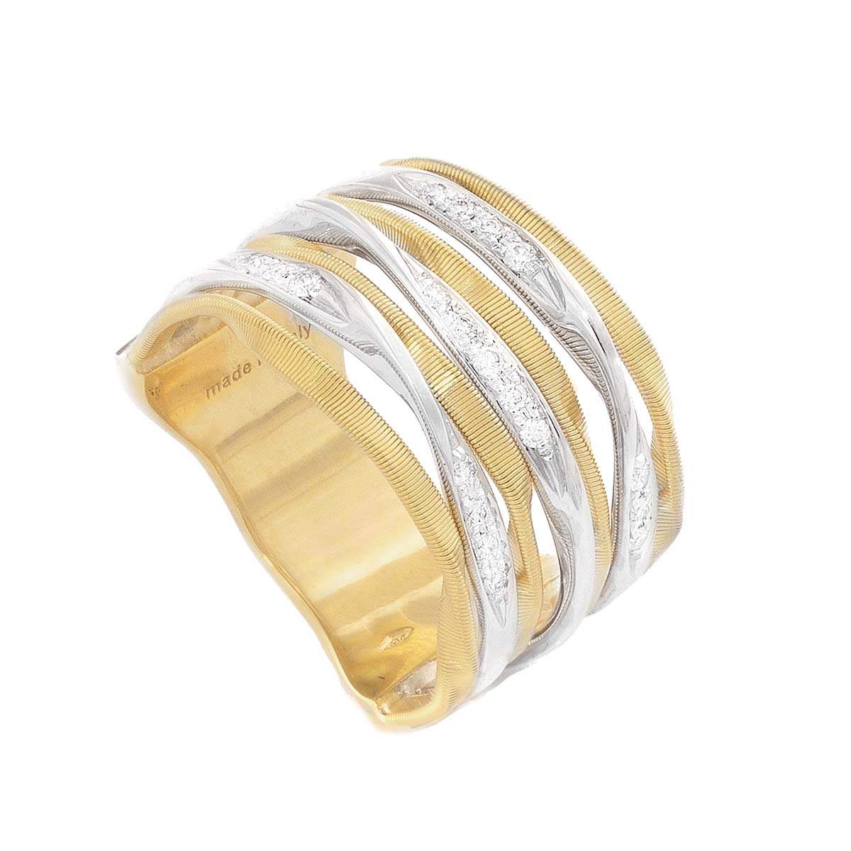 Marco Bicego Marrakech Onde 7 Row Ring in 18K Yellow & White Gold with Diamonds