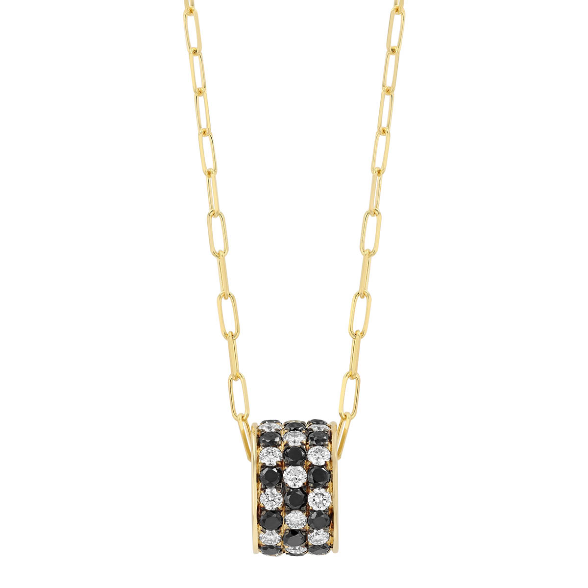 Frederic Sage Black & White Diamond Pavé Rondel Pendant in Yellow Gold, 18