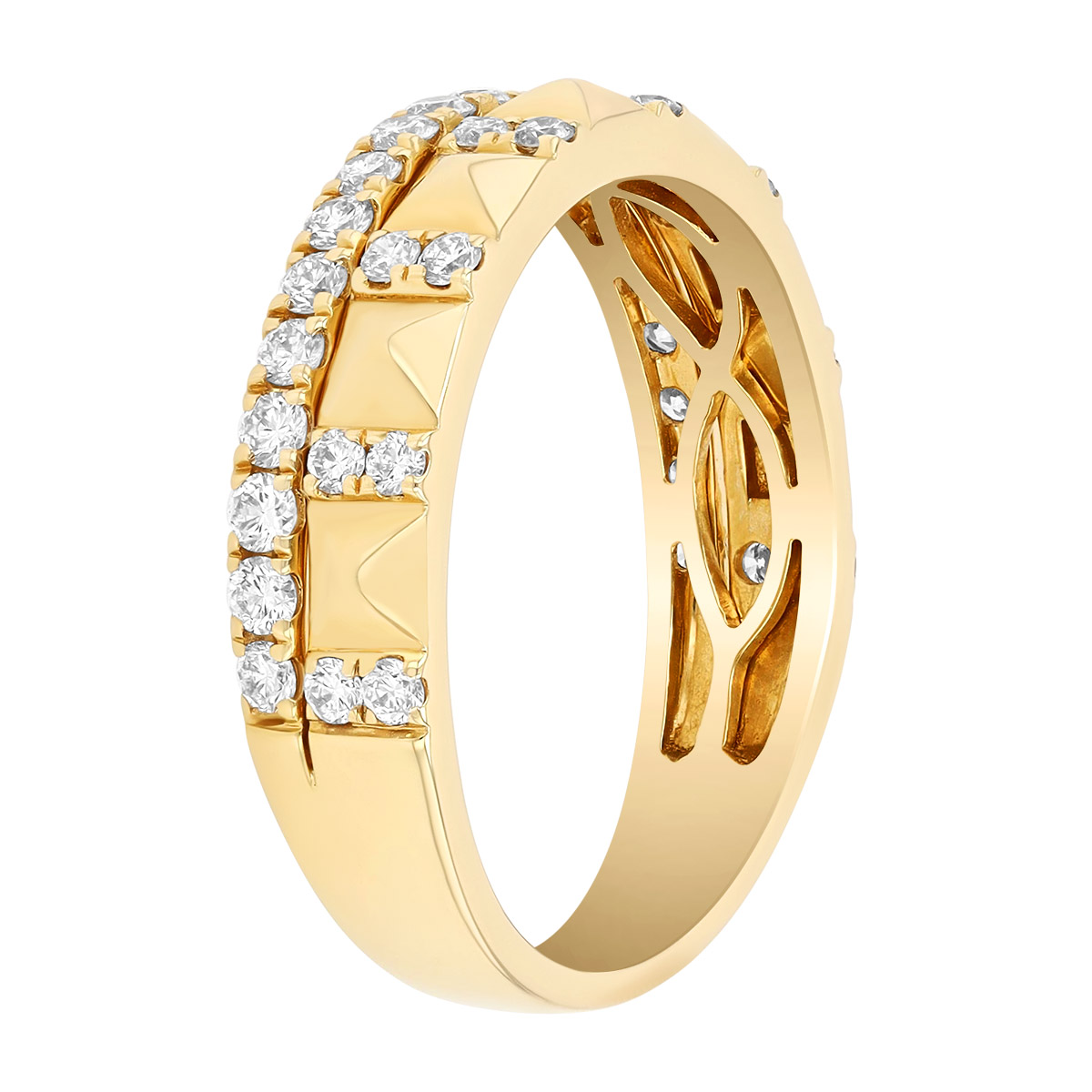 Diamond & Yellow Gold Pyramid Pattern Layered Ring
