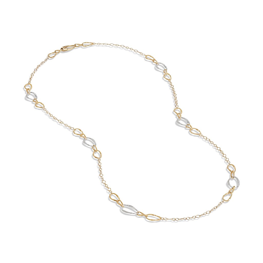 Marco Bicego Marrakech Onde 18K Yellow Gold and Diamond Link Long Necklace