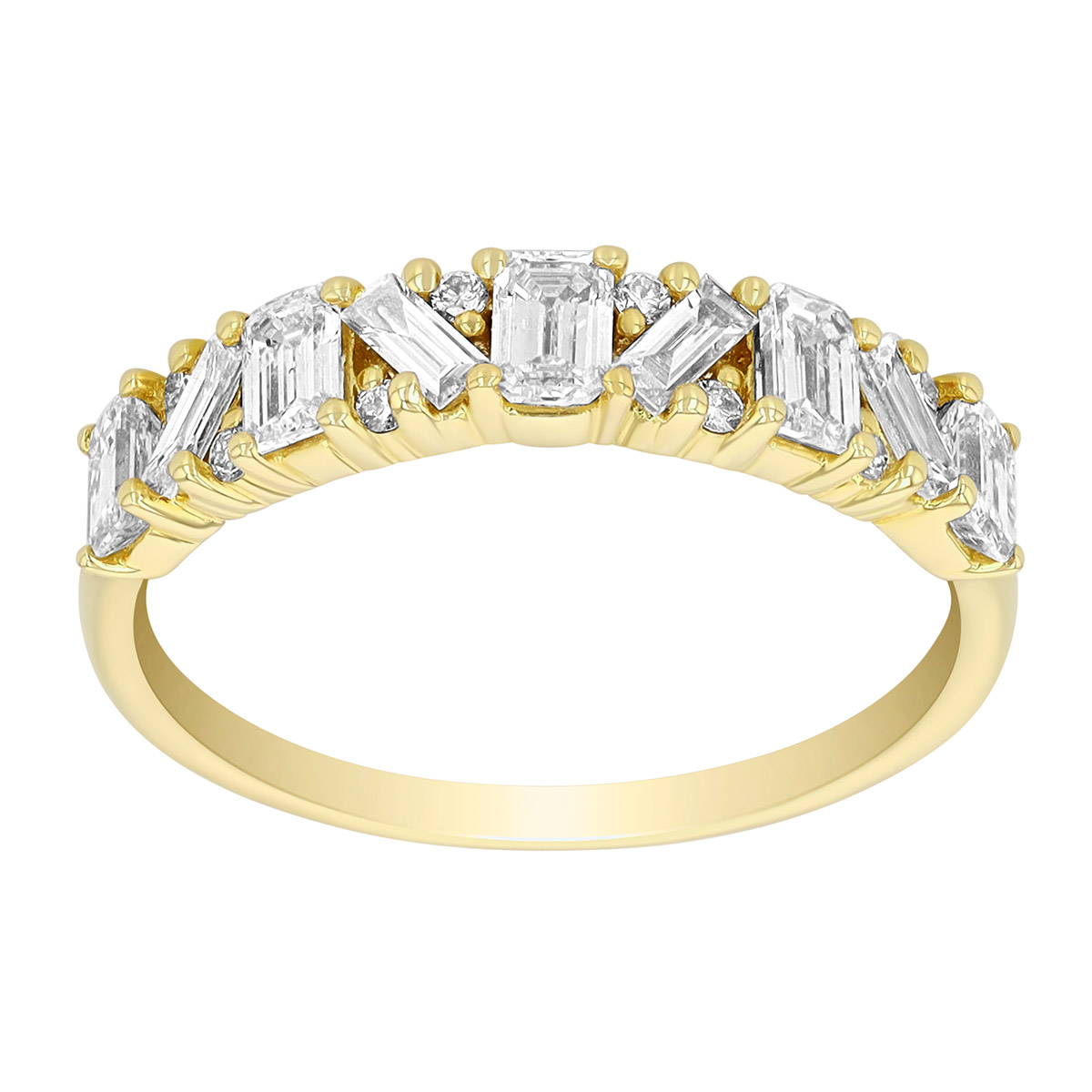 Multi Shape Diamond Prong Set Ring in 14K Yellow Gold