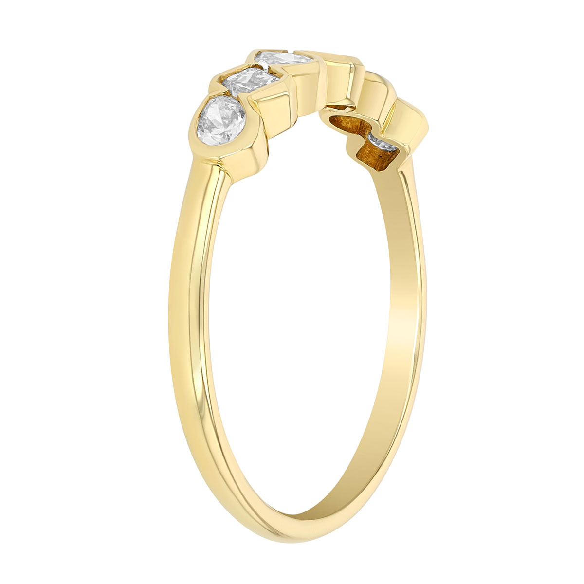 Multi Shape Diamond Bezel Set Ring in 14K Yellow Gold