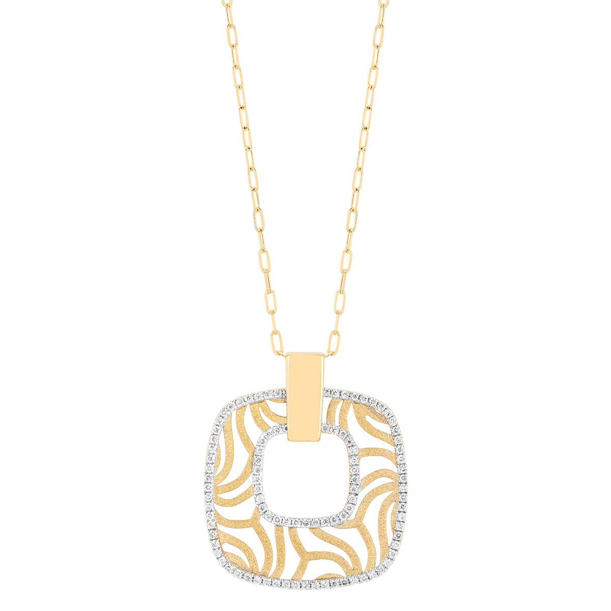 Frederic Sage Bellagio Diamond Square Pendant in Yellow Gold, 18