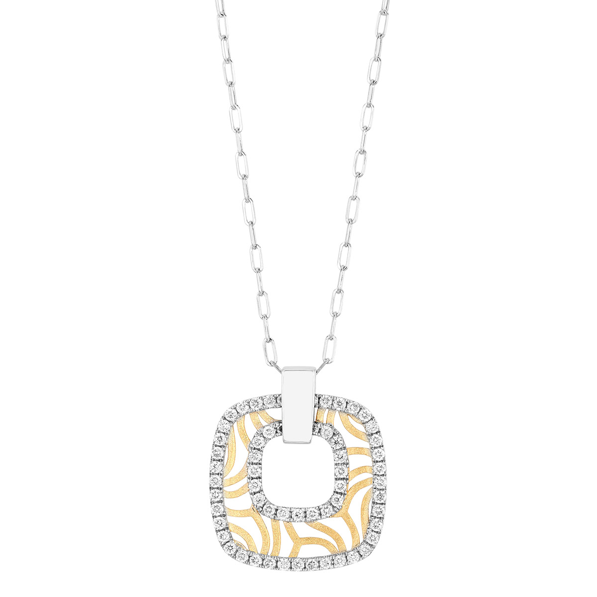 Frederic Sage Bellagio Diamond Square Pendant in Two Tone, 18