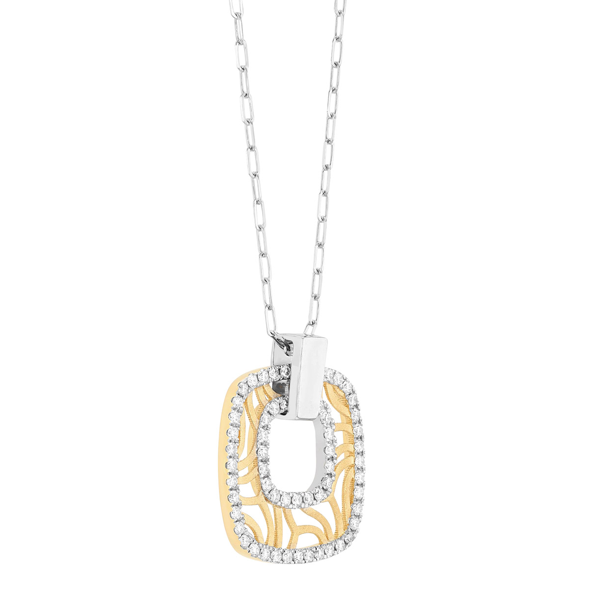 Frederic Sage Bellagio Diamond Square Pendant in Two Tone, 18