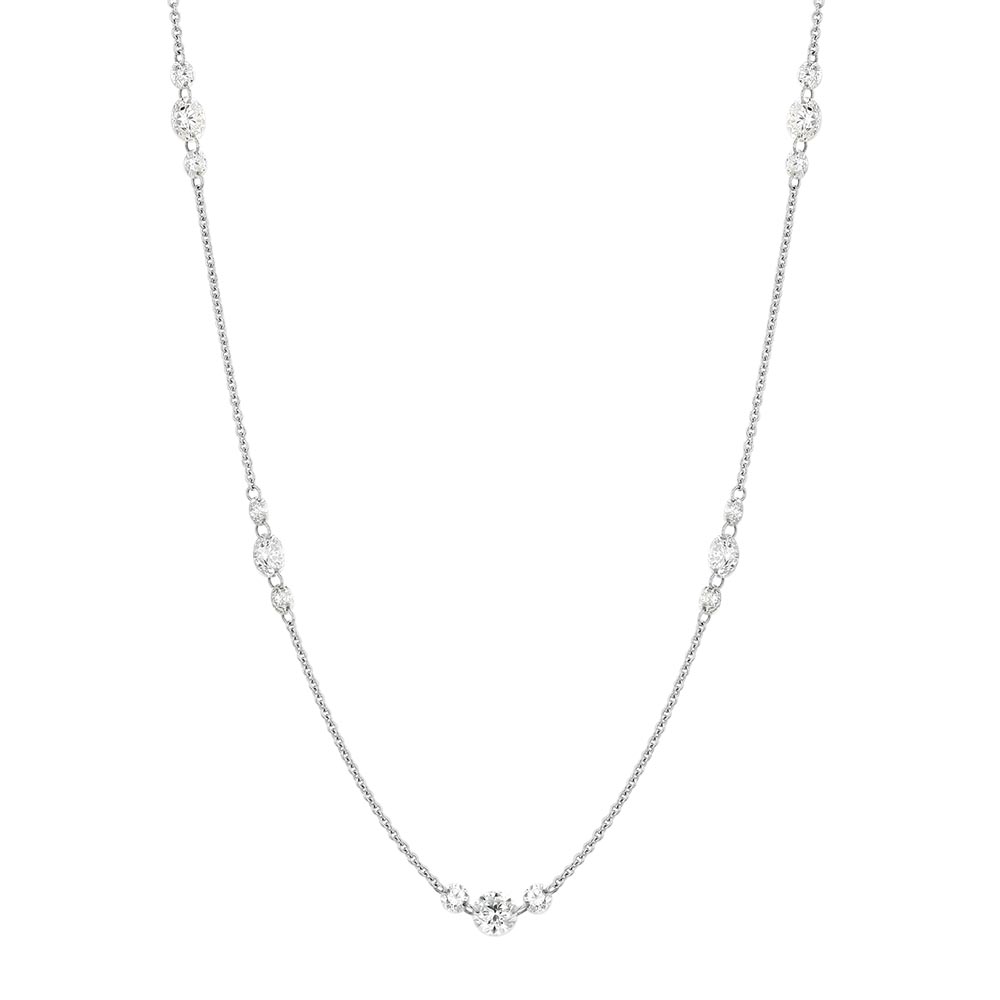 TARA Pearls Diamond Trio Station Necklace in 18K White Gold, 1.89 cttw, 18