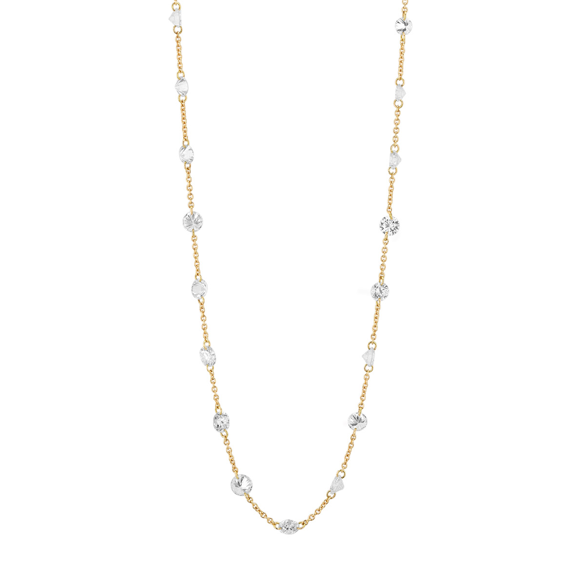 TARA Pearls Floating Diamond By The Yard Station Necklace in 18K Yellow Gold, 2.8 cttw, 18