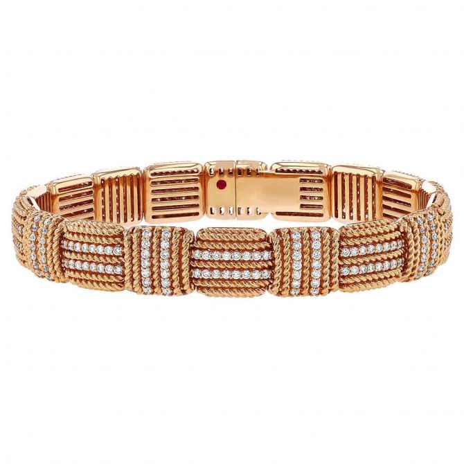 Roberto Coin Opera Rose Gold Bracelet with Diamond Accents