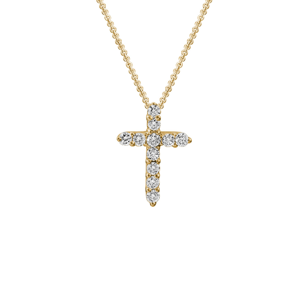 Diamond Cross Pendant in Yellow Gold, 0.26 cttw, 18